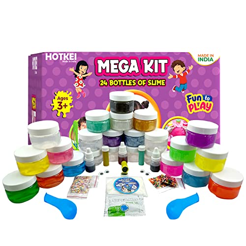 HOTKEI DIY Neon Colored Slime Kit Jelly Set Clay Kit for Kids