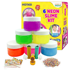 HOTKEI DIY Neon Colored Slime Kit Jelly Set Clay Kit for Kids