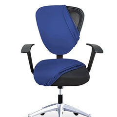 HOTKEI 2Pcs Chair Cover Set of 25 Navy Blue Stretchable Elastic Removable Washable Office Chair Cover Desk Executive Rotating Chair Seat Cover Slipcover Protector for Office Computer Chair