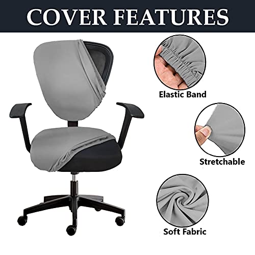 HOTKEI Set of 2-2 Piece Office Chair Cover Stretchable Solid Elastic Removable Washable Office Computer Desk Executive Rotating Chair Seat Covers Slipcover Cushion Protector