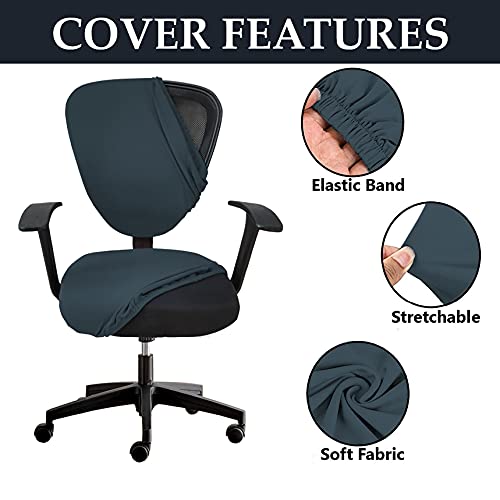 HOTKEI (Only Chair Covers) Polycotton Stretchable Elastic Removable Washable - Grey, Set of 2