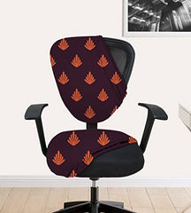 HOTKEI 2Pcs Chair Cover Pack of 2 Wine Leaf Print Stretchable Elastic Removable Washable Office Chair Cover Desk Executive Rotating Chair Seat Cover Slipcover Protector for Office Computer Chair