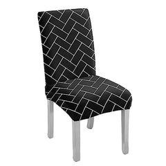 HOTKEI Pack of 2 Black Brick Print Elastic Stretchable Dining Table Chair Cover Seat Cover Protector Slipcover for Dining Table Chair Covers Stretchable 1 Piece Set of 2 Seater