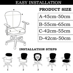 HOTKEI Set Of 4 (2 Piece Chair Cover) Polycotton Stretchable Elastic Removable Washable Black Office Computer Desk Executive Rotating Chair Seat Covers Slipcover Cushion Protector for Office Computer Chair