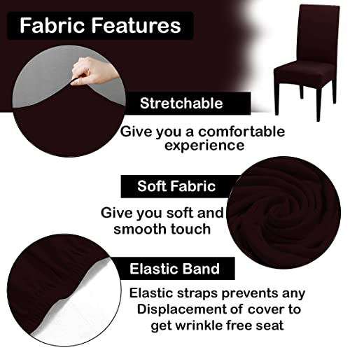 HOTKEI (Pack of 2 Wine Color Elastic Stretchable Dining Table Chair Seat Cover Protector Slipcover for Dining Table Chair Covers Stretchable 1 Piece Pack of 2 Seater