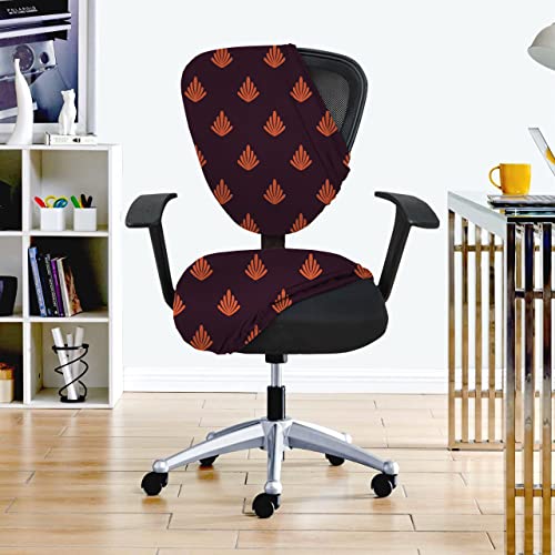 HOTKEI 2Pcs Chair Cover Pack of 2 Wine Leaf Print Stretchable Elastic Removable Washable Office Chair Cover Desk Executive Rotating Chair Seat Cover Slipcover Protector for Office Computer Chair