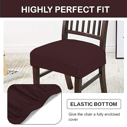 HOTKEI Pack of 4 Wine Dining Chair Seat Cover Elastic Stretchable Protector Slipcover for Dining Table Chair Cover Set of 4 Seater