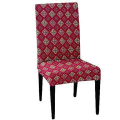 HOTKEI Pack of 1 Pink Geometric Print Dining Table Chair Cover Stretchable Slipcover Seat Protector Removable 1pc Polycotton Dining Chairs Covers for Home Hotel Dining Table Chairs