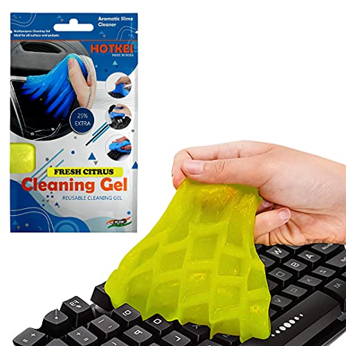 HOTKEI (Pack of 4) Lemon Scented Multipurpose Car Interior Ac Vent Keyboard Laptop Dust Cleaning Cleaner Kit Slime Gel Jelly for Car Dashboard Keyboard Computer Electronics Gadgets