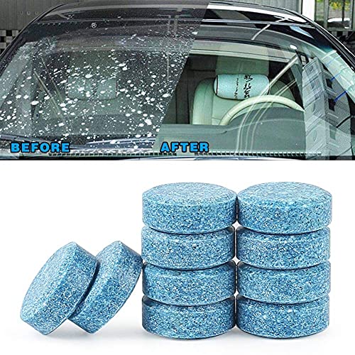 HOTKEI (10 Tablets) Multipurpose Car Glass Windshield Cleaner Wiper Washer Cleaning Washing Liquid Detergent Effervescent Tablets Kit for car Home Office Glass Window Washing Cleaning Accessories
