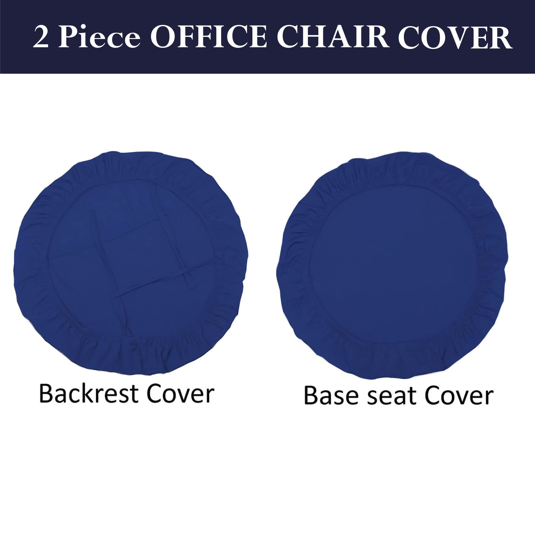 HOTKEI 2Pcs Chair Cover Set of 100 Navy Blue Stretchable Elastic Removable Washable Office Chair Cover Desk Executive Rotating Chair Seat Cover Slipcover Protector for Office Computer Chair